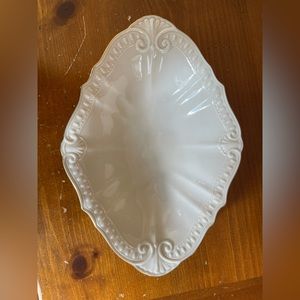 Vintage Lenox Chadwick Collection dish,  embossed cream w/24k gold trim, 11”